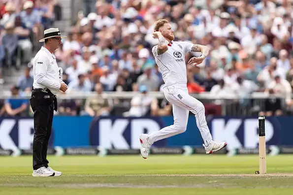 Ben Stokes grimaces in pain during his innings.