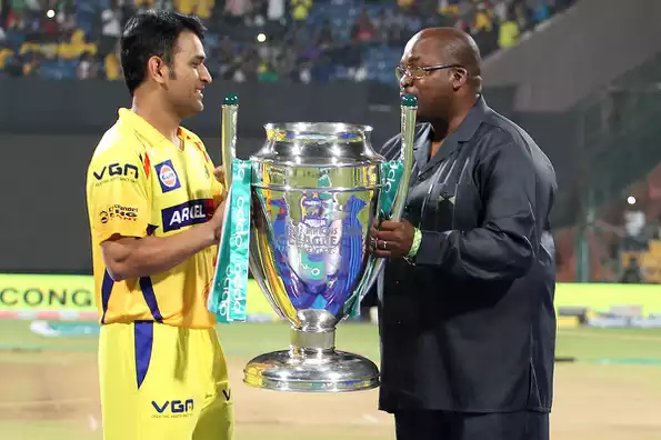 CSK celebrates their 2014 CLT20 victory